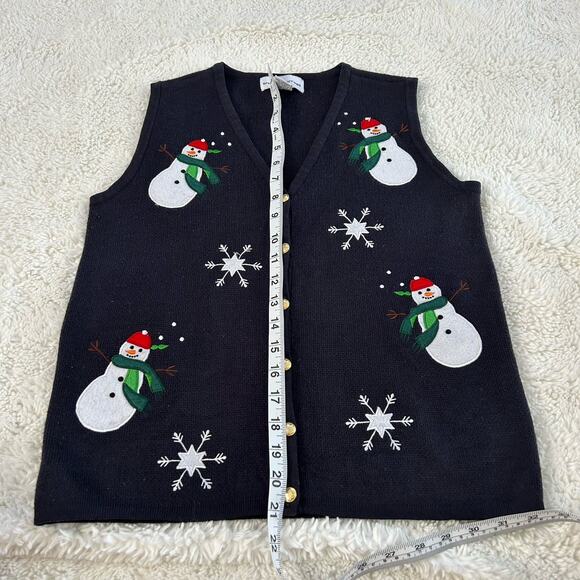 VTG Christmas Vest Women’s Sz Small Snowman Holiday 90s Mom Retro Croft & Barrow - Picture 4 of 5
